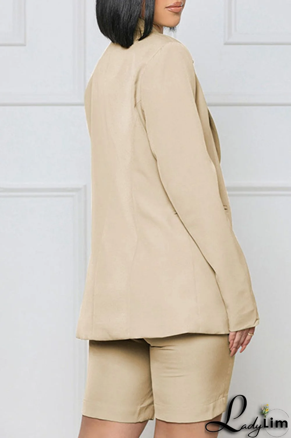 Yellow Casual Solid Patchwork Buttons Turn-back Collar Long Sleeve Two Pieces