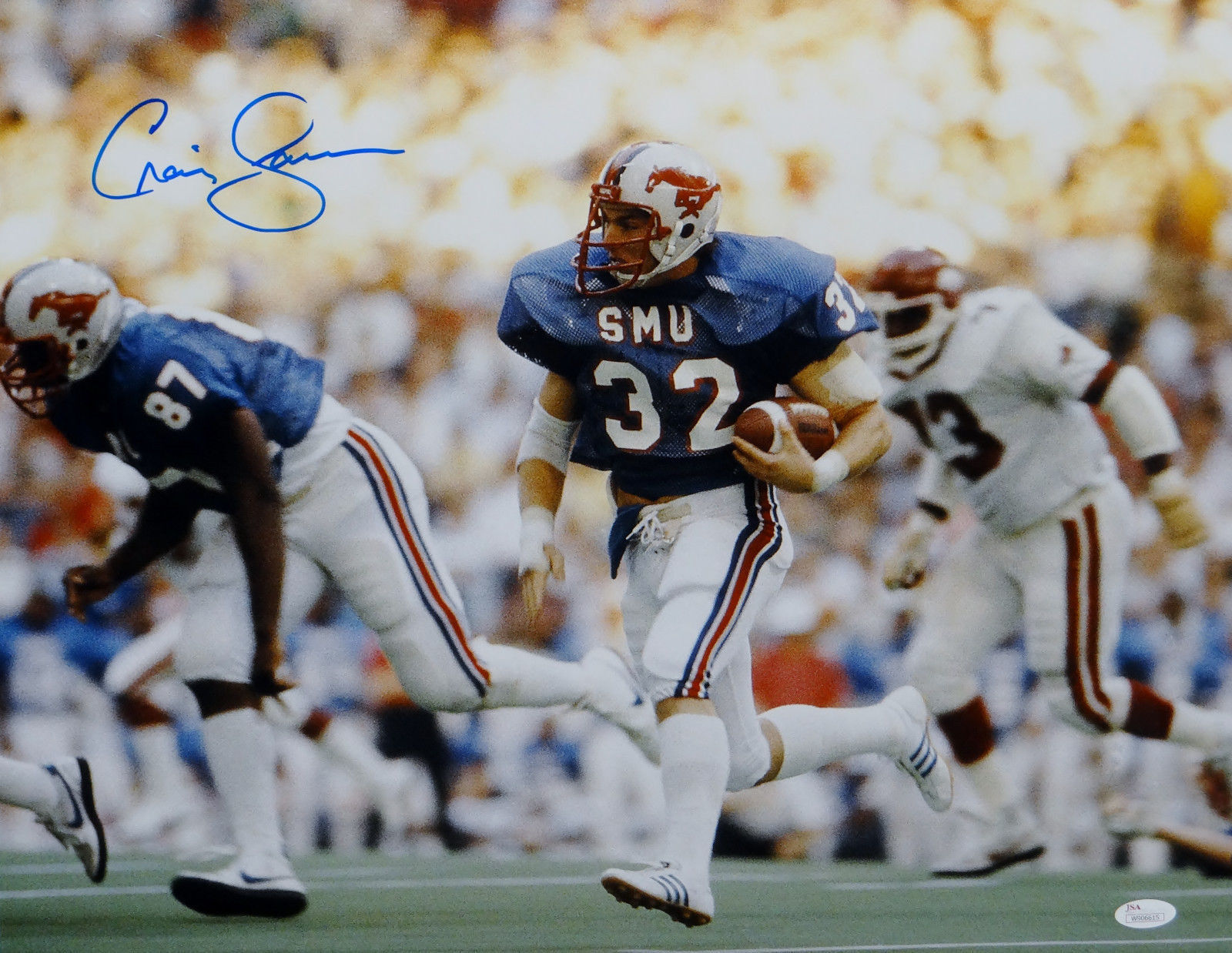 Craig James Signed / Autographed SMU Mustangs 16x20 Running Photo Poster painting- JSA Auth