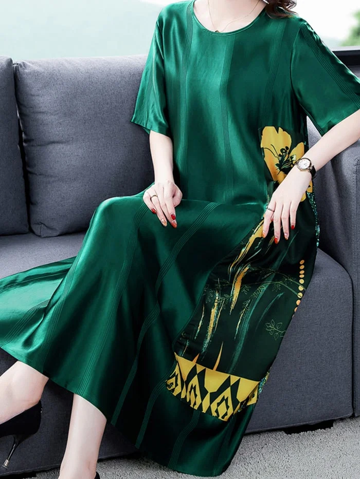 Silk Mulberry Silk Panel Fashion Dress