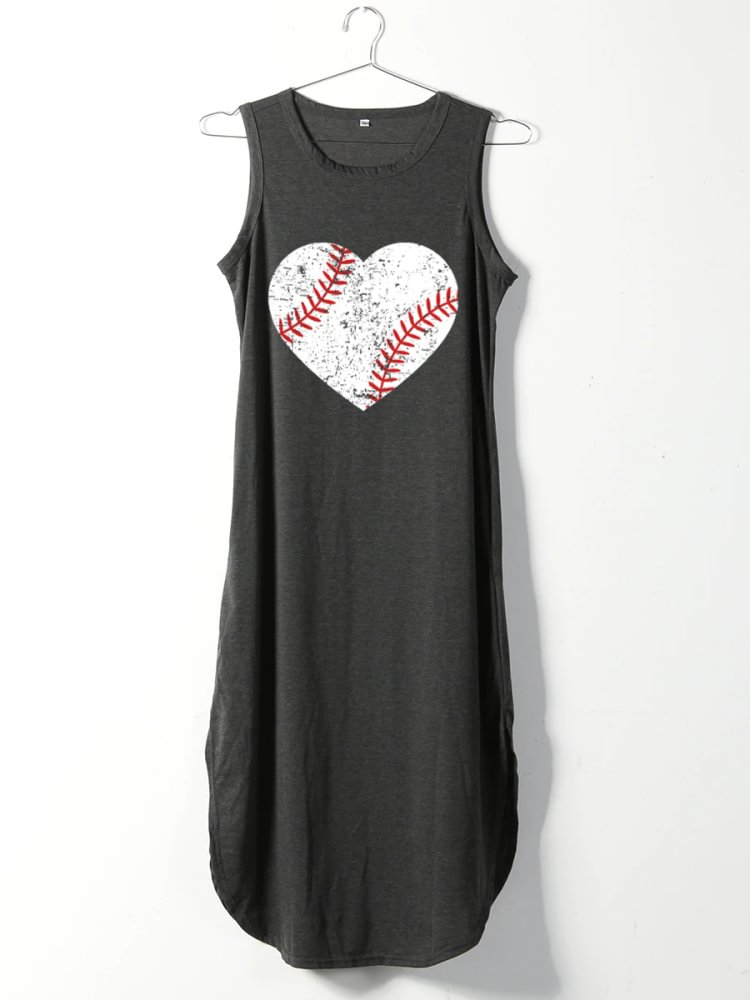 AL™ Baseball love heart Long Dress Sleeveless-013436