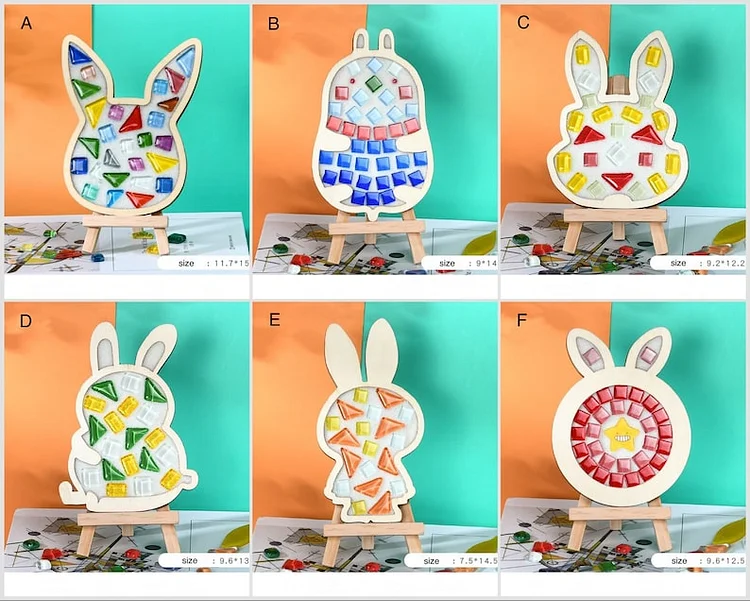 Mosaic coaster diy kit for kid craft kit for adults bunny rabbit teen craft for Easter decoration make your own arts and crafts project