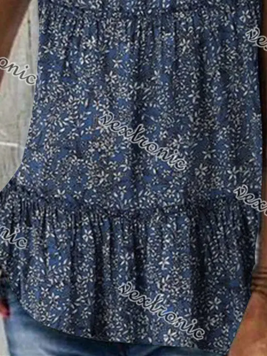 Women Sleeveless V-neck Floral Printed Graphic Top