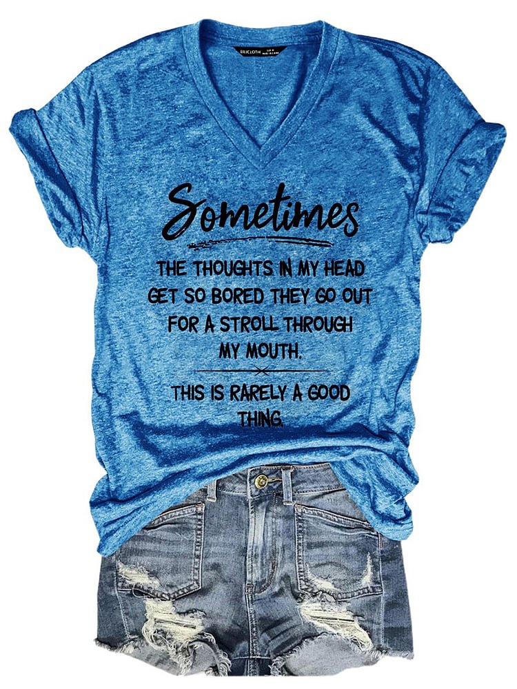 Bestdealfriday Sometimes Cotton Blend Shift Short Sleeve Letter Women Tee