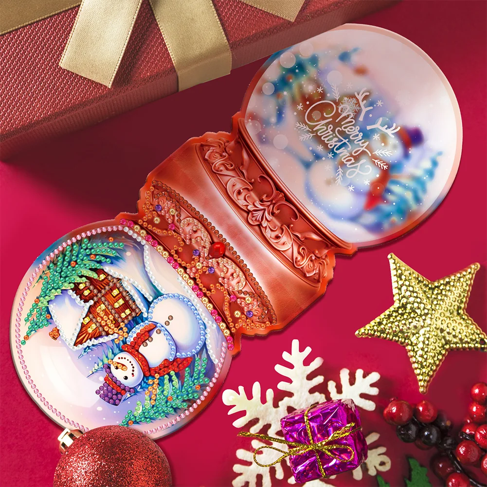 8pcs Elk Special Shape Diamond Art Greeting Cards Santa Gift for Christmas【With White Envelope】