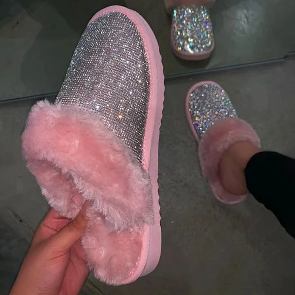 Diamond Faux Fur Slippers