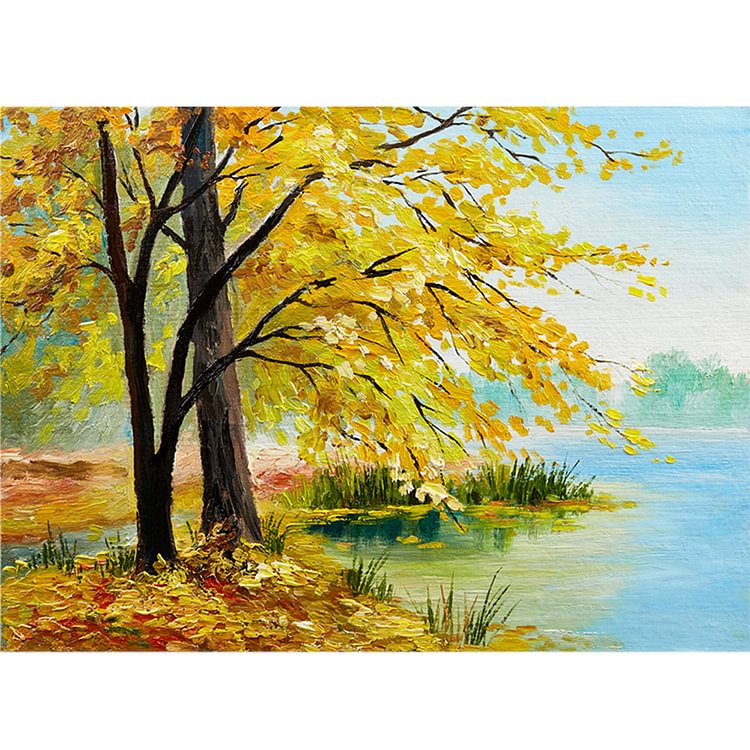 Diamond Painting - Full Round - Tree Lake in Autumn