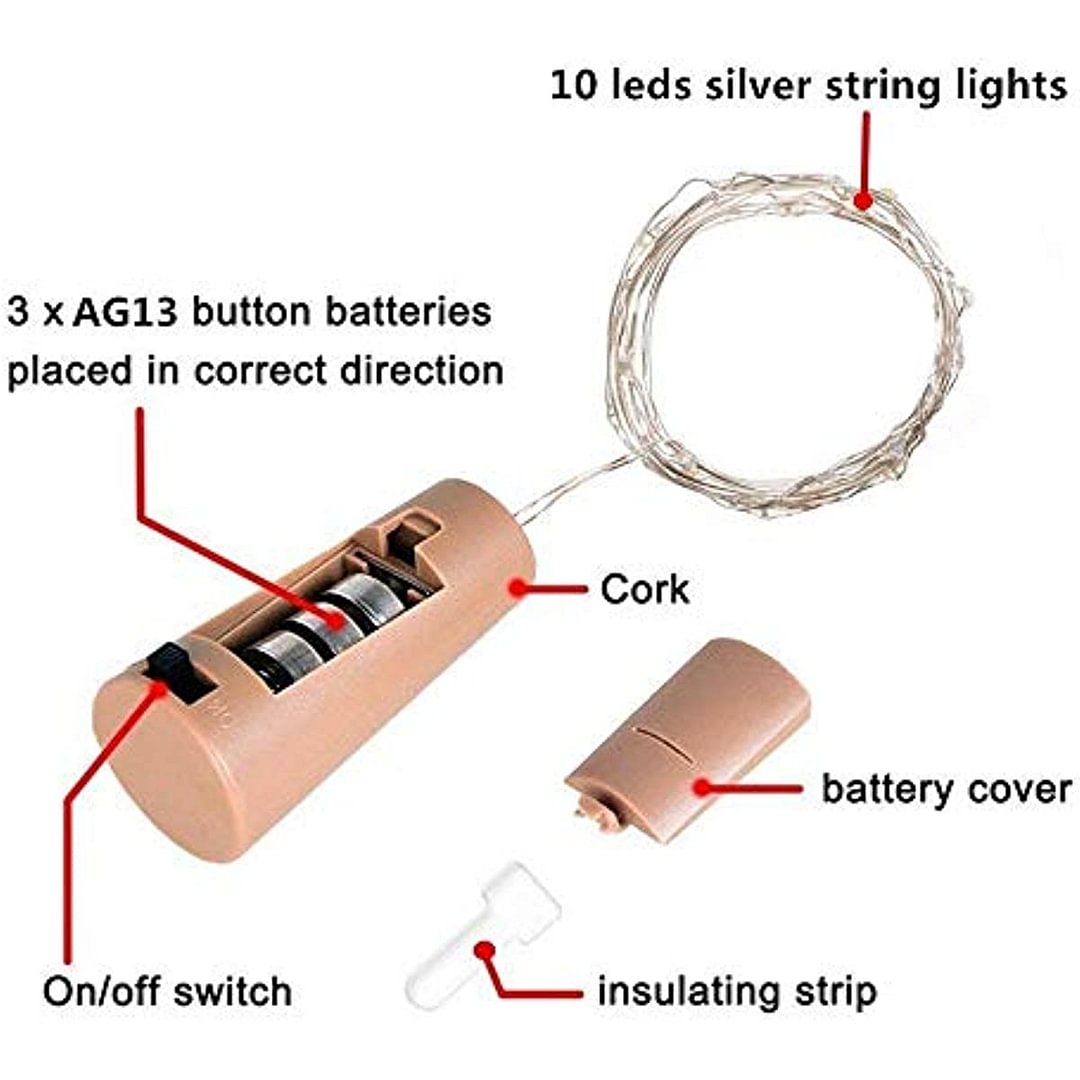 Wine Bottle Lights with Cork, 10 Pack Battery Operated LED Cork Shape