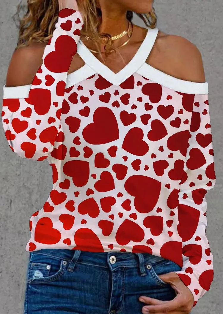 Red Chenked And Heart Printed Shirt
