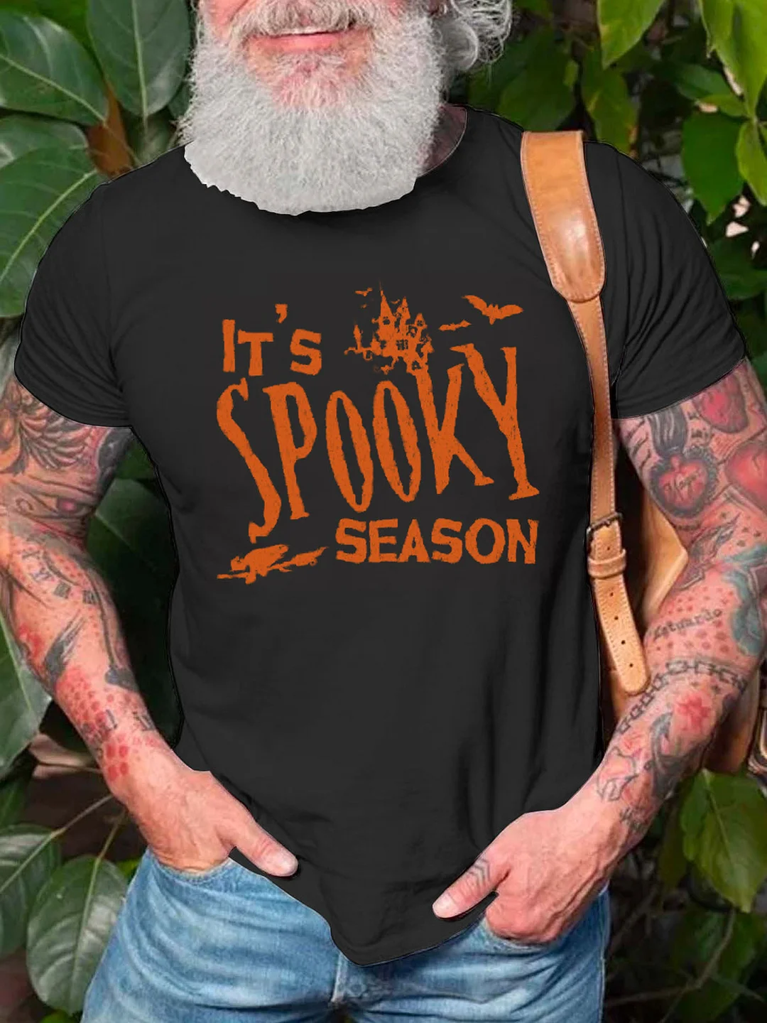 Men Brooms Witch Bats Casual Crew Neck Halloween Sweatshirt