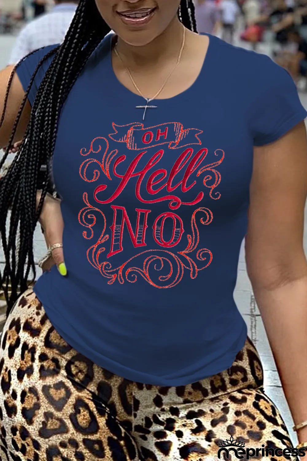 Orange Casual Daily Print Patchwork Letter O Neck Tops