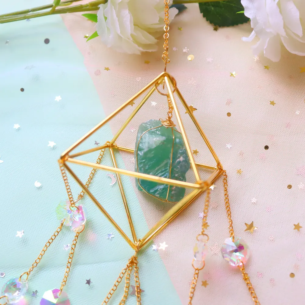 Crystal Light Catchers Wind Chime Sunlight Trap Windchimes Jewelry (Green)