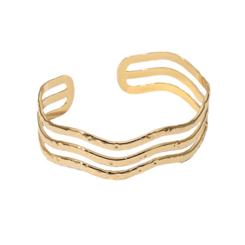 Stripe Stainless Steel Electroplating Bangles