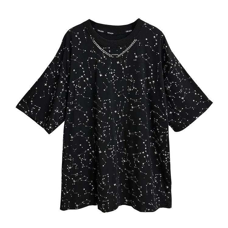 Casual Star Printed Round Neck T-Shirt
