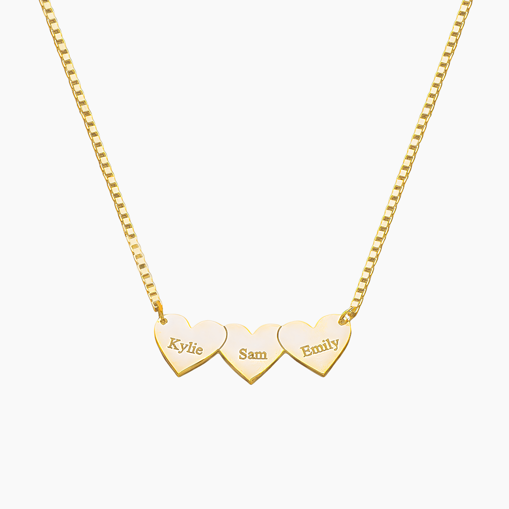 Multiple Hearts Name Necklace