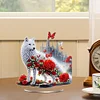 DIY Flower Wolf Acrylic Special Shaped Diamond Painting Desktop Ornament