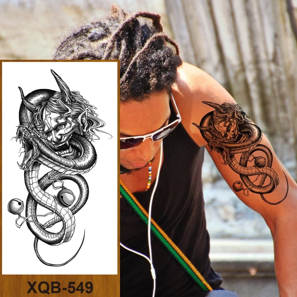 Hot Sale Temporary Tattoos Stickers Night Demon Sword Snake Men Women Girl Flower Arm Body Leg Chest Fake Tatoo Waterproof DIY