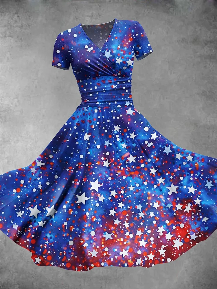 Women's American Independence Day Pattern Art Design Print Maxi Dress