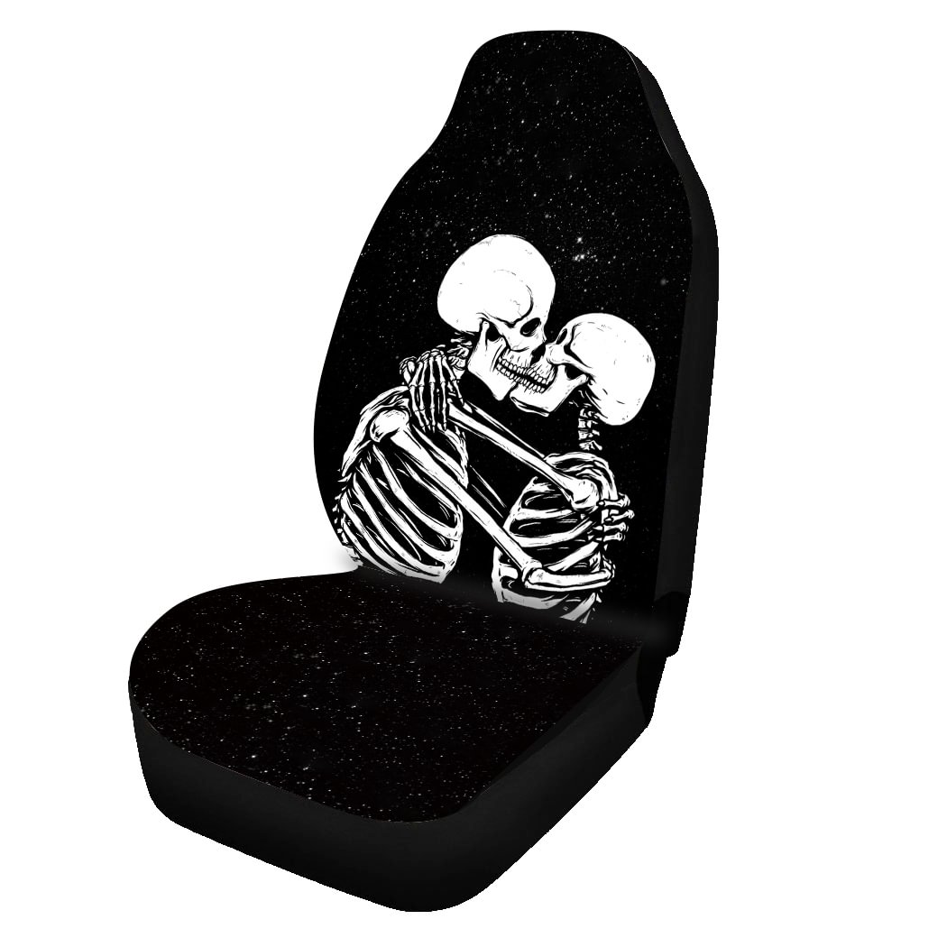 Kissing Skull Front Car Seat Covers. 5-Seater Set Protector Car Mat Covers, Fit Most Vehicle, Cars, Sedan, Truck, SUV, Van