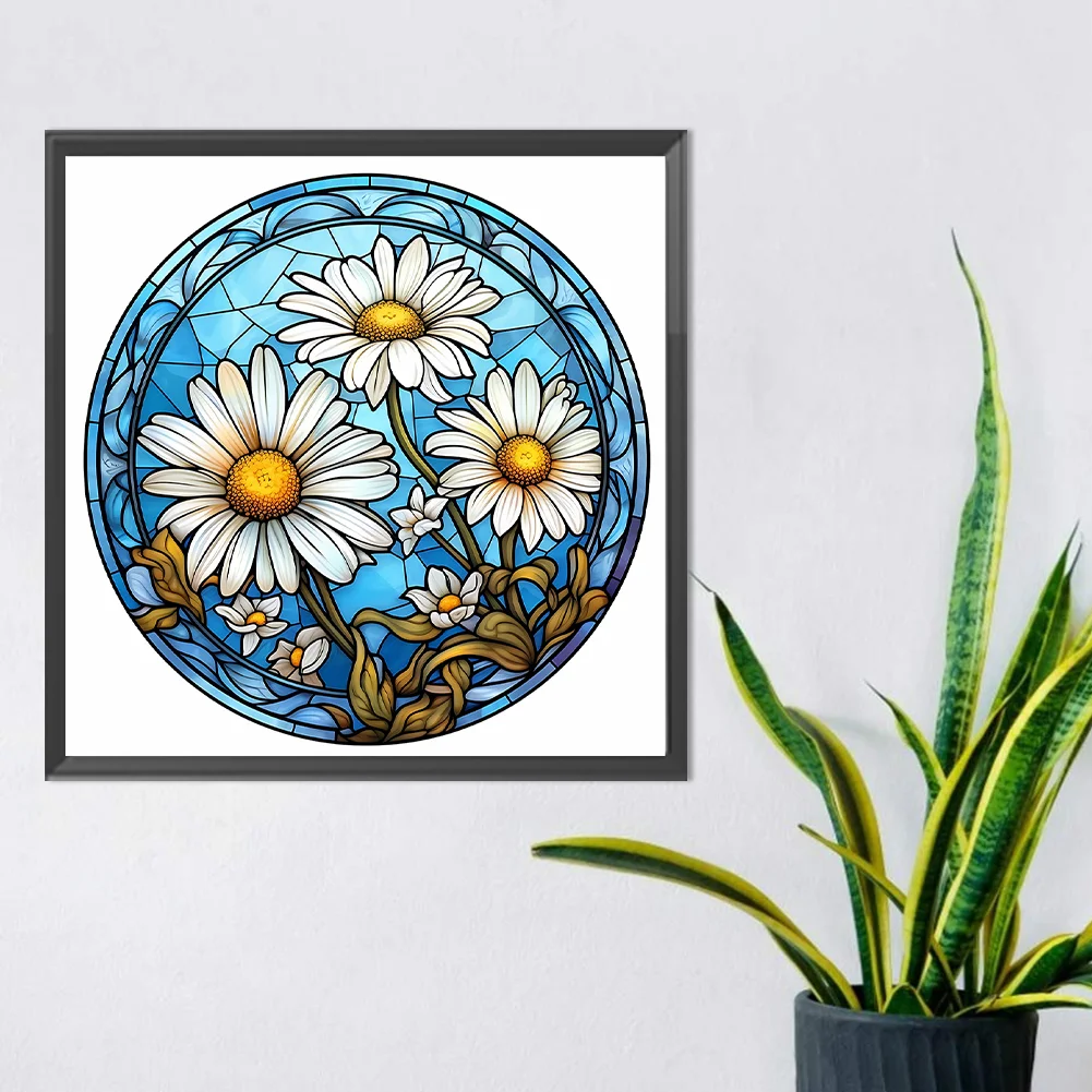Diamond Painting - Full Round Drill - Stained Glass Flower(30*30cm)