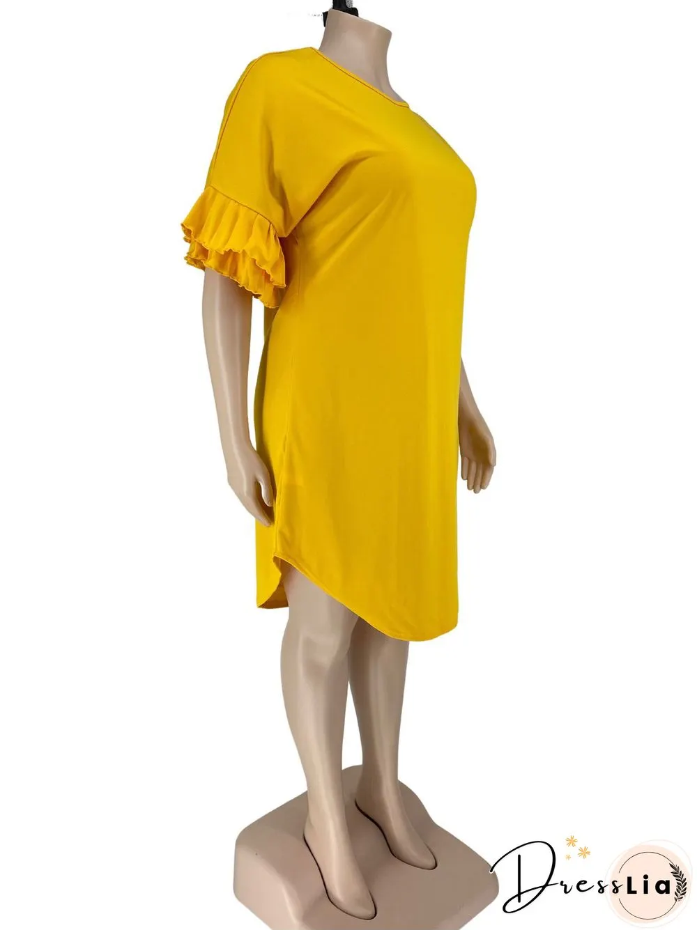 Ruffle Short Sleeve Loose Plus Size Dresses