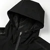 Men's Drawstring Hood Waterproof Casual Versatile Zippered Pocket Windbreaker, Practical Everyday Wear, Fall