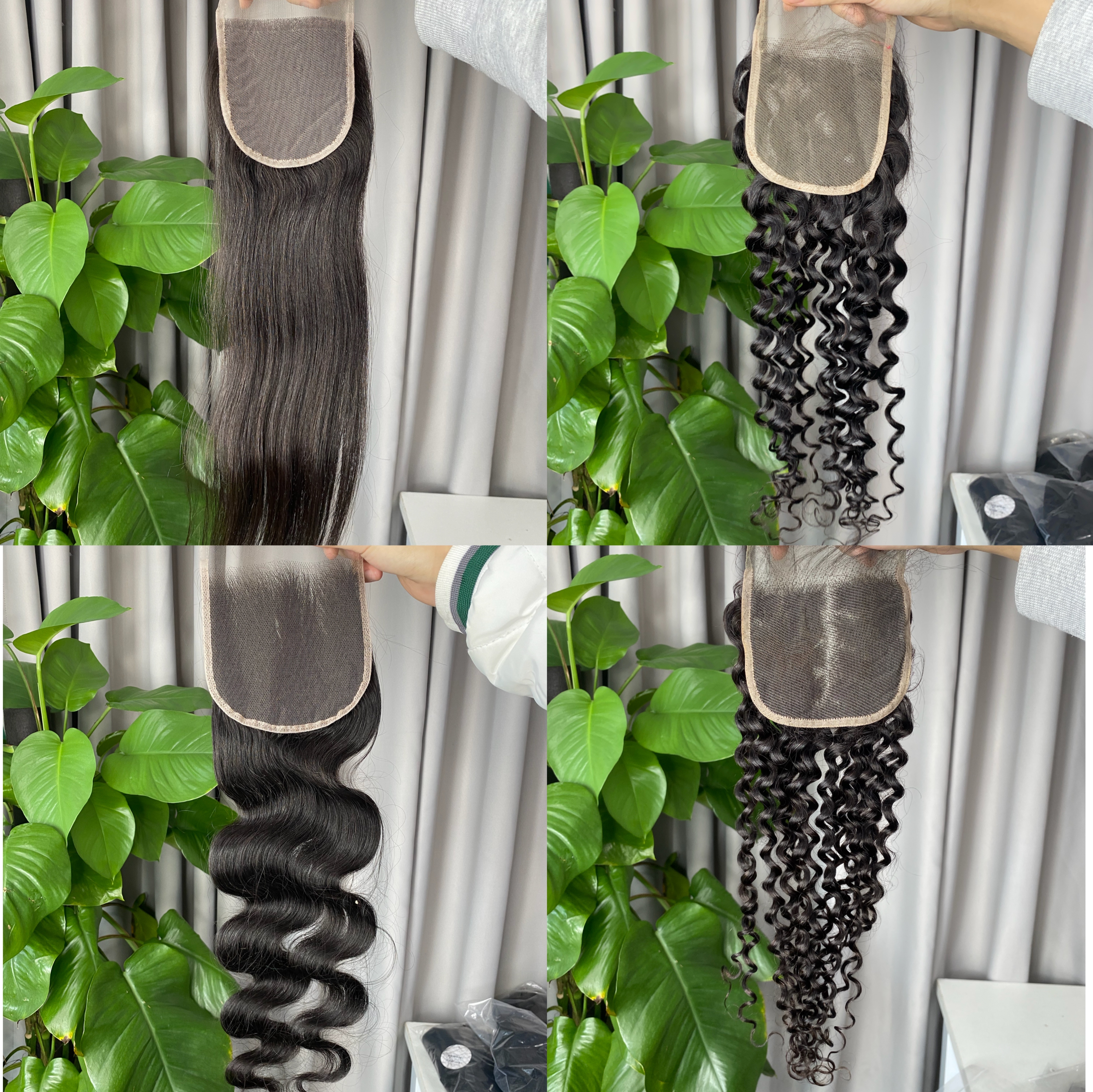 Striahgt /Body Wave/Deep Wave/Water Wave Top Raw Hair 4X4 Transparent Lace Closure 