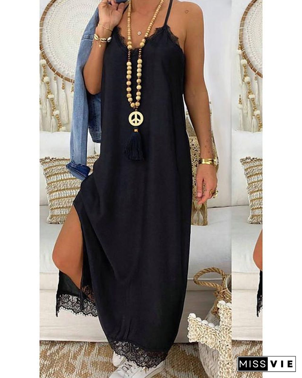 Women's Strap Dress Midi Dress Sleeveless Solid Colored Hot Slim Black S M L XL Black Dresses