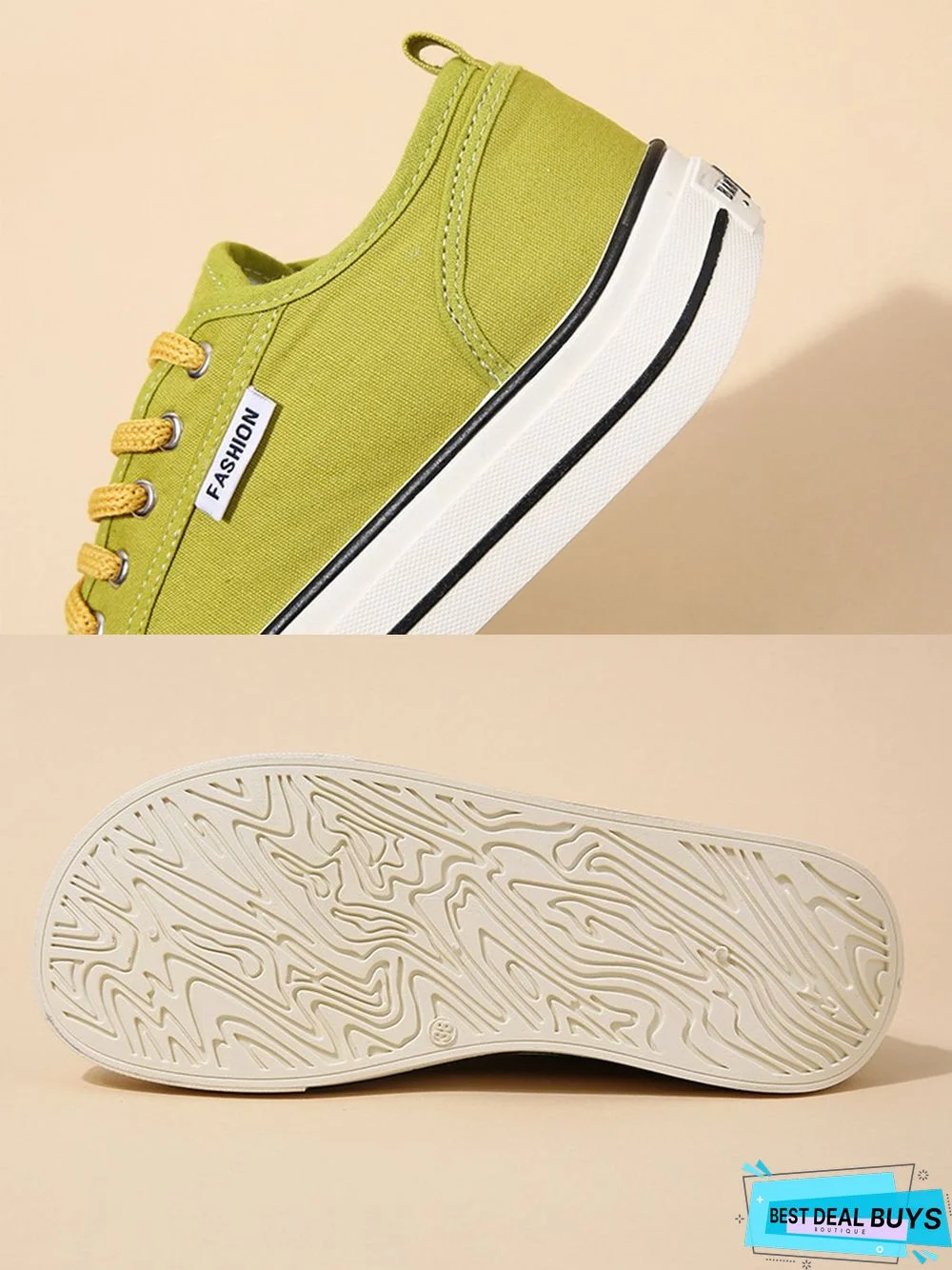 Casual Plain Color Split Joint Comfy Square Toe Lace-Up Canvas Shoes