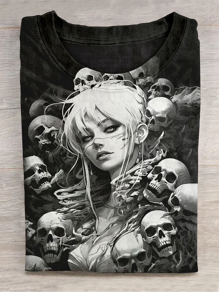 Teecade Teecade Unisex Valkyrie Skull Abstract Print Design T-Shirt