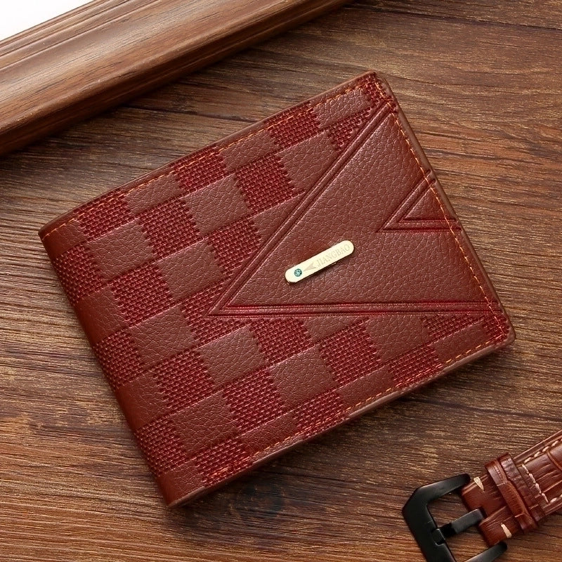 Men’s Lattice Pu Leather Open Wallets