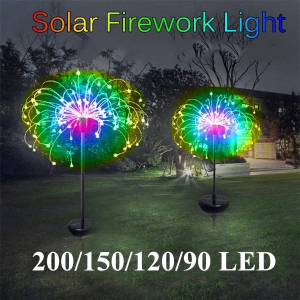 Newest Upgrade Solar Garden Decorative Lights Outdoor Solar Powered 40Copper Wires String Landscape Light Diy Flowers Fireworks Trees for Walkway Patio Lawn Backyard,christmas Party Decor