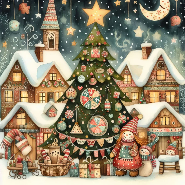 Christmas tree 11CT Stamped Cross Stitch 50*50cm(Canvas) gbfke