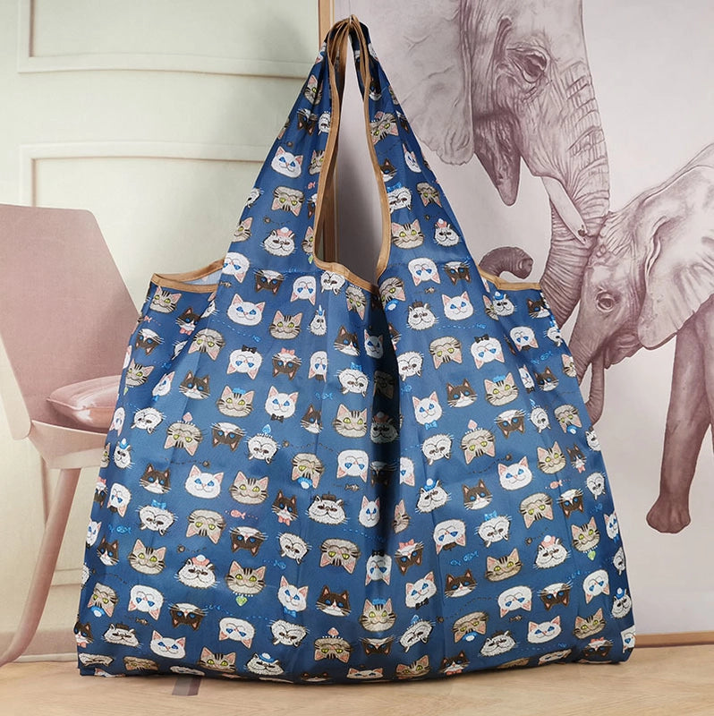 Spot Japanese Printed Environmental Bag Large 210T Supermarket Folding Shopping Bag Thickened Tote Bag Shopping Bag