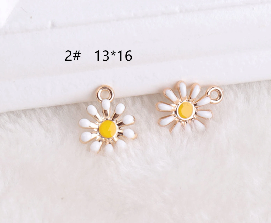 Bulk 10 30 Gold Sunflower Charms,Enamel Sun Charm,Flower Charms Pendants diy Earring Necklace Finding 3 Style