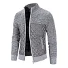 Men's Thickened Casual Fleece Loose Stand Collar Knit Cardigan Sweater Jacket Coat