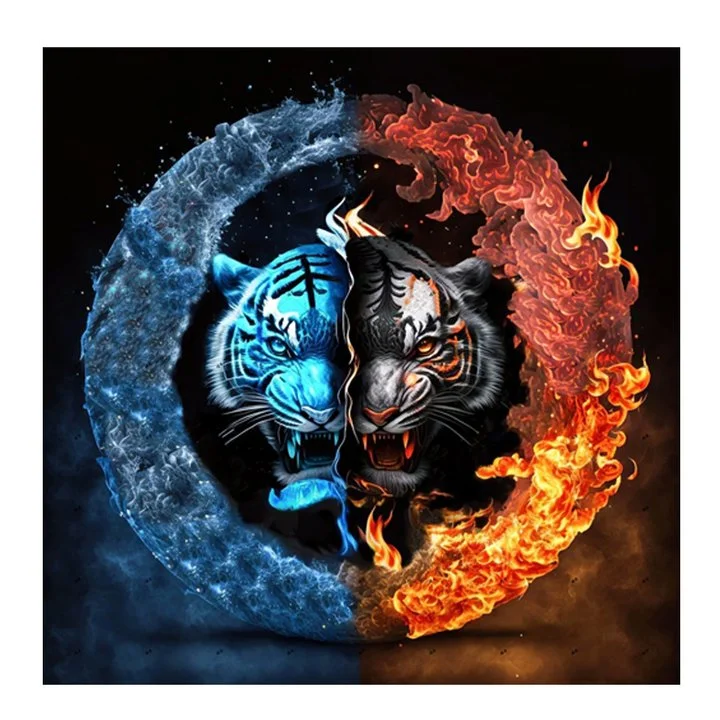 Tiger Yin Yang Diagram 40*40CM (Canvas) Full Round Drill Diamond Painting gbfke