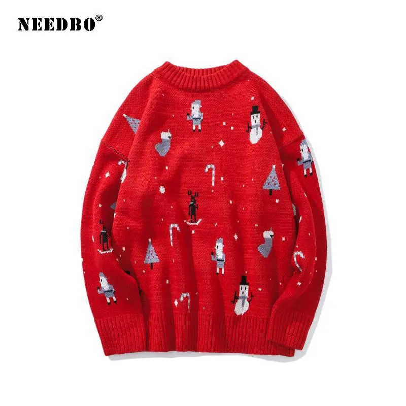 Christmas Knit Sweater Women Man Oversize Pullover Navidad Couple Women Sweater Autumn Winter Patchwork Sweater Jacket