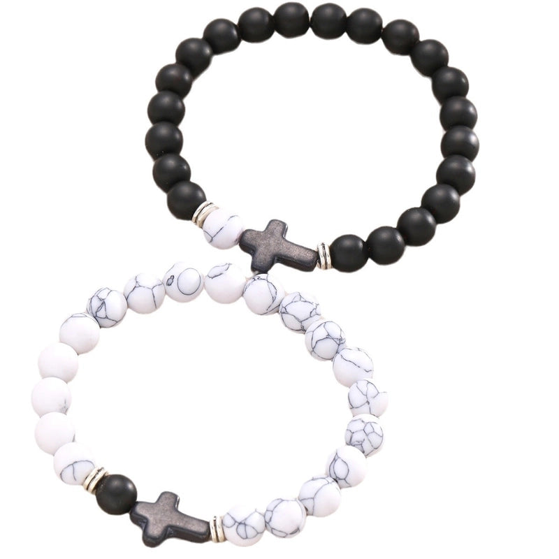 Cute Solid Color IG Style Cross Natural Stone Beaded Bracelets