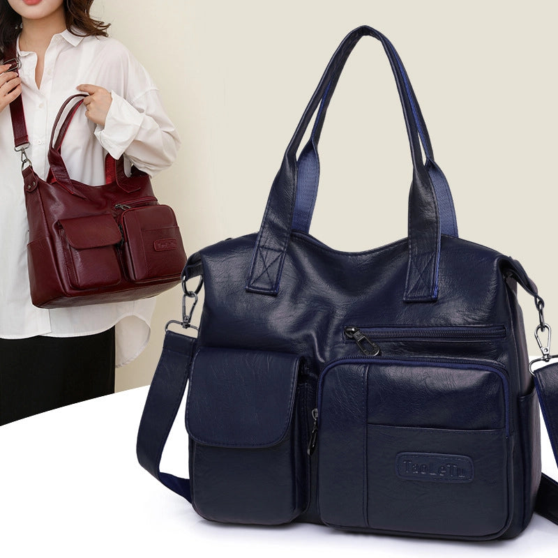 Women's Pu Leather Solid Color Streetwear Square Zipper Handbag Crossbody Bag