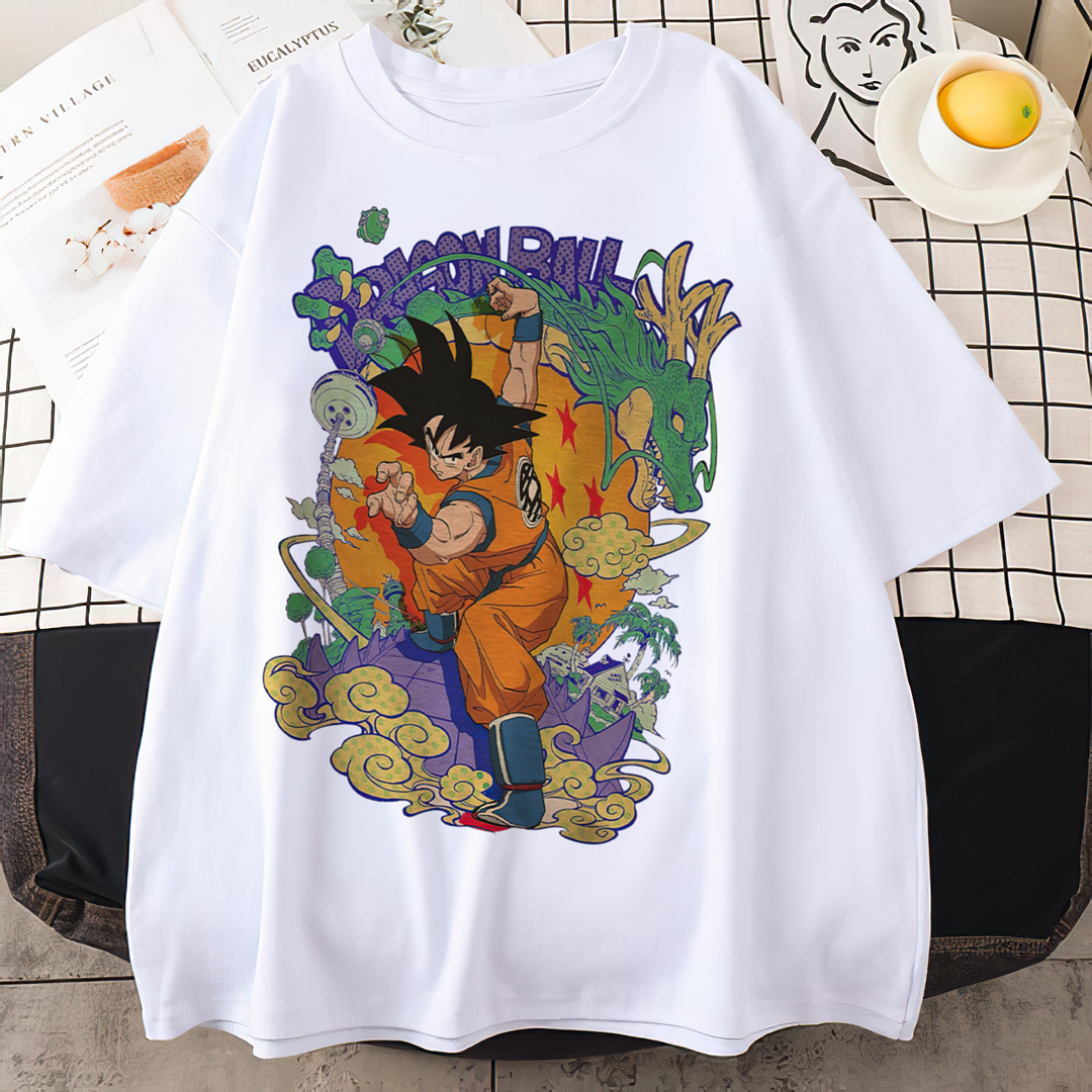 Retro Dragon Ball Anime Printed Oversized T-shirts