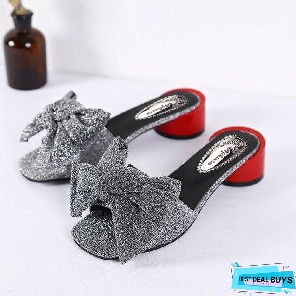 Women Flower Round Heels Sandals Slippers Summer Mules Slides Shoes