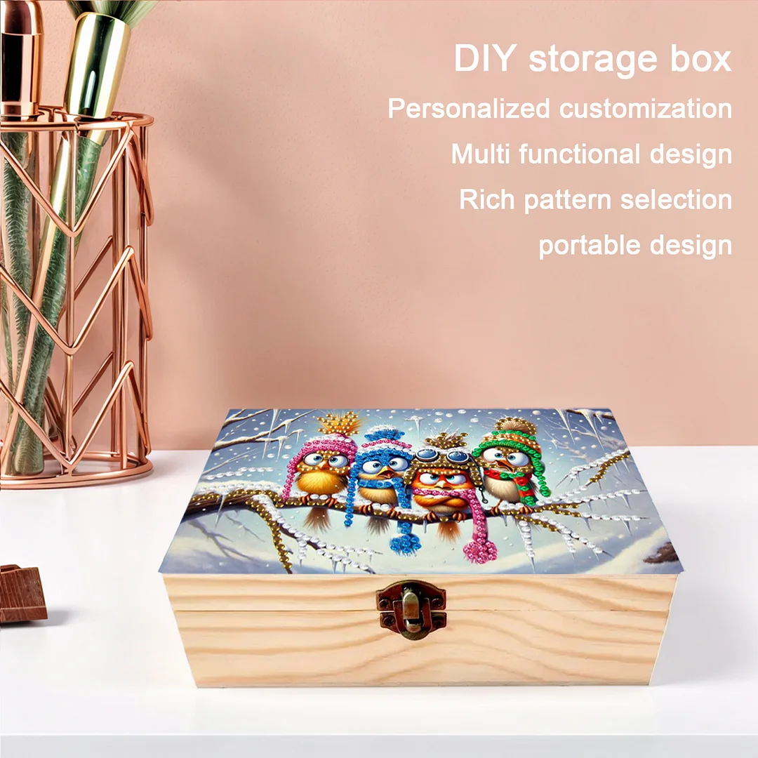 Bird DIY Wooden 5D Diamond Art Diamond Art Storage Box for Adults Gifts Desktop