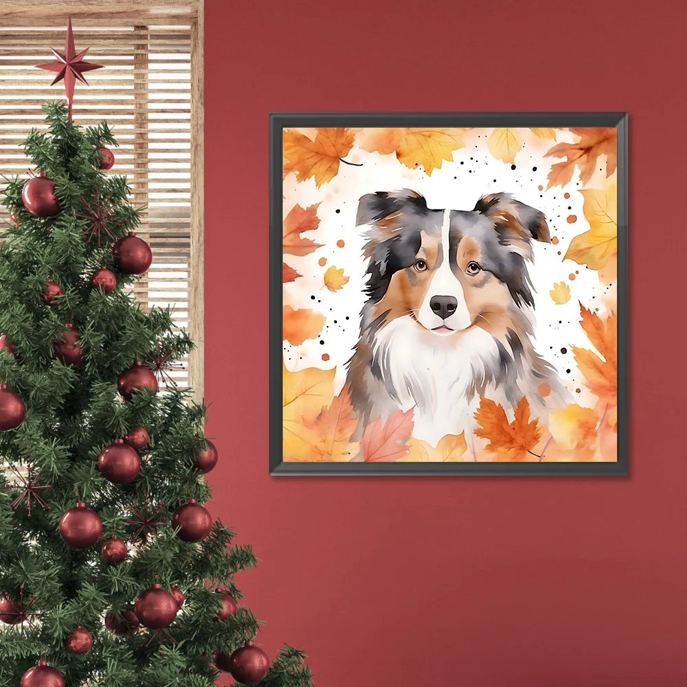 Full Round Diamond Painting 30*30cm - Maple Leaf Puppy