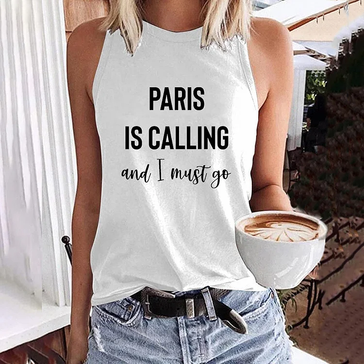 Comstylish Women's Paris Is Calling And I Must Go Printed Casual Vest