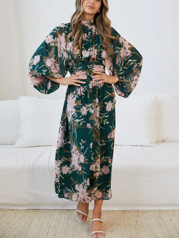 Temperament simple print elegant women's dress
