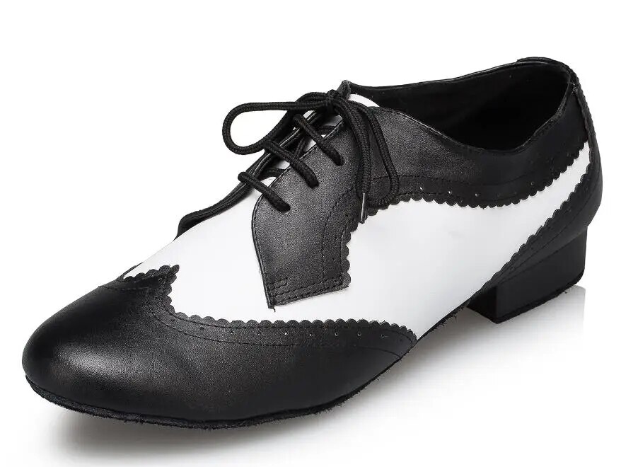 VCshoes Men's Latin Dance Shoes Genuine Leather Ballroom Dancing Shoes Low Heel 2.5cm Big Size Party Square Shoes