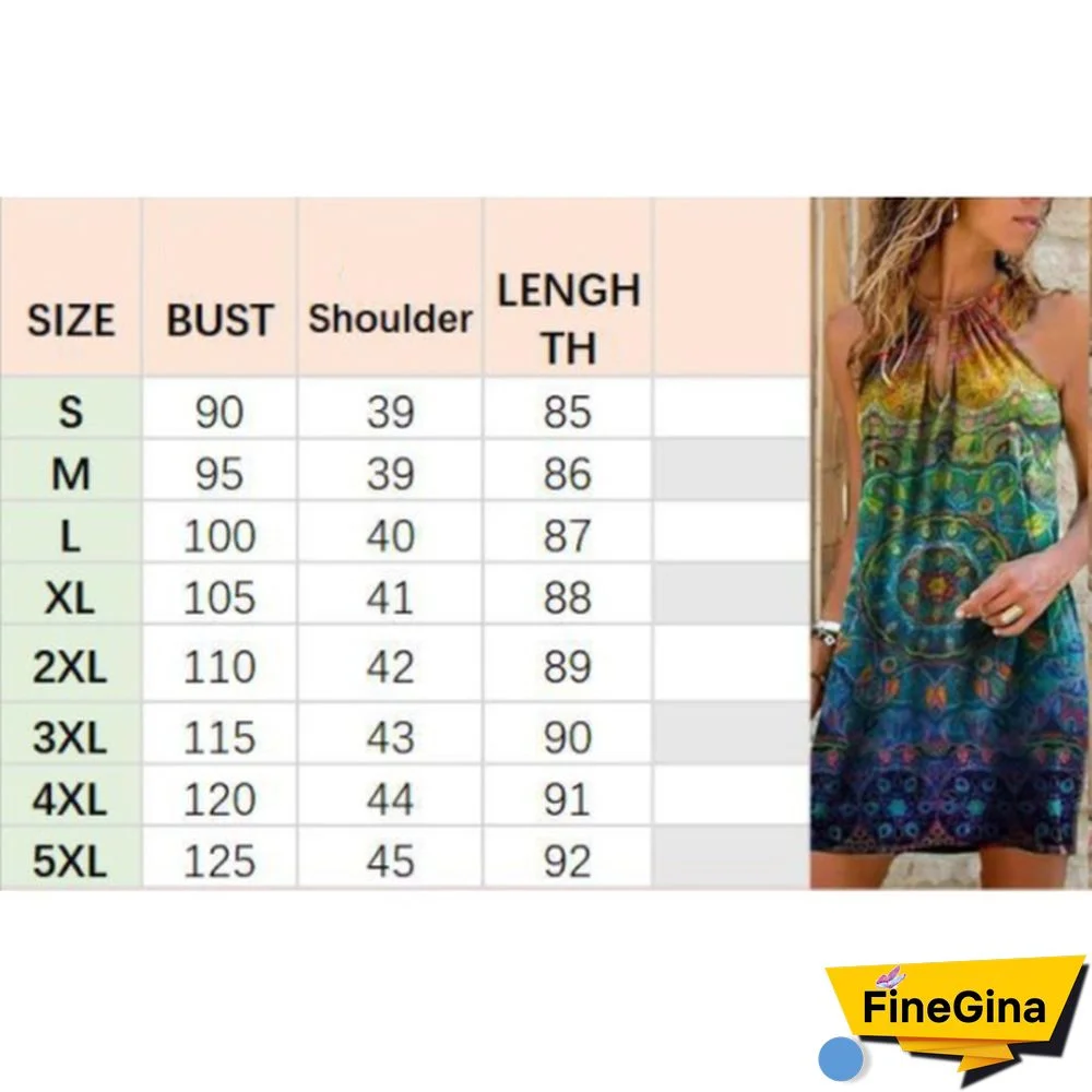 New Summer Women's Fashion Sling Halterneck Print Dress Casual Party Dresses Girls Above Knee sleeveless Dress Plus Size