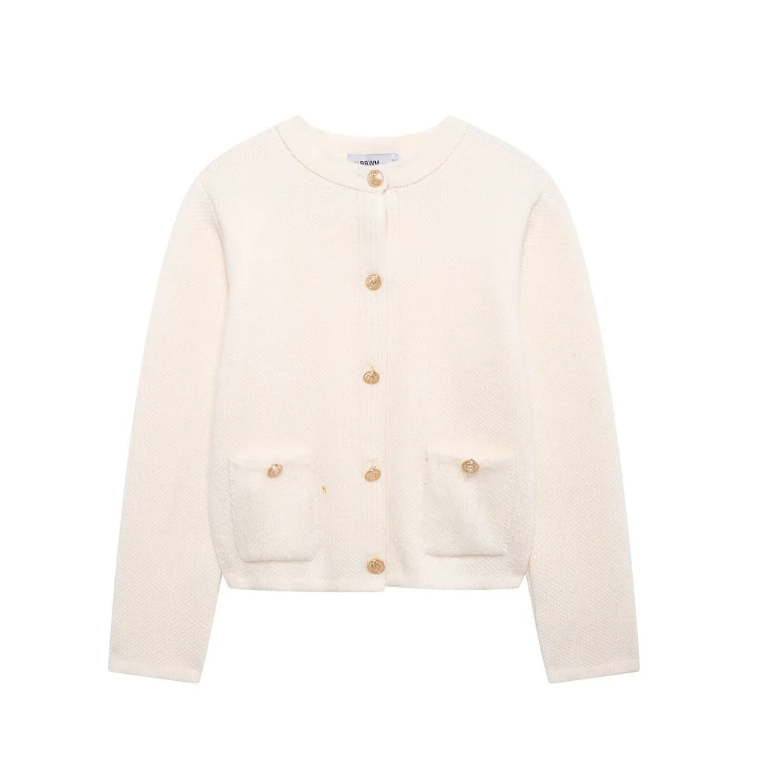 Nigikala Nigikala Autumn New Knitted Jersey Women's Round Collar Solid Color Loose Set Leisure