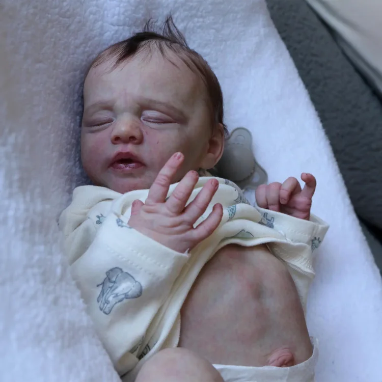  17'' Real Lifelike Sleeping Girl Reborn Cloth Body Baby Doll Sadiera with Heartbeat💖 & Sound🔊 - Reborndollsshop®-Reborndollsshop®