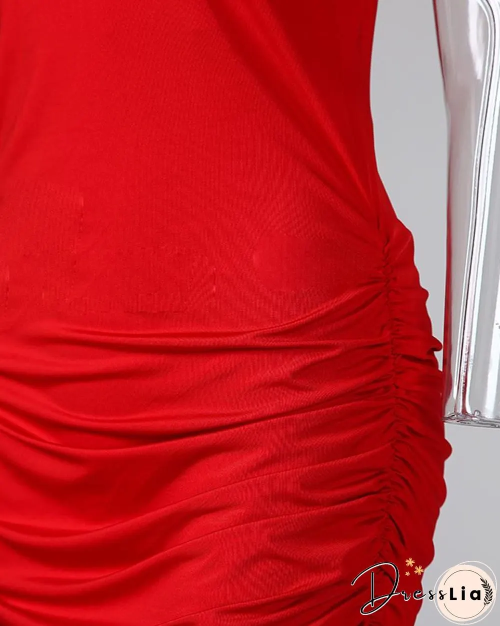 Red Scoop Neck Bodycon Dress